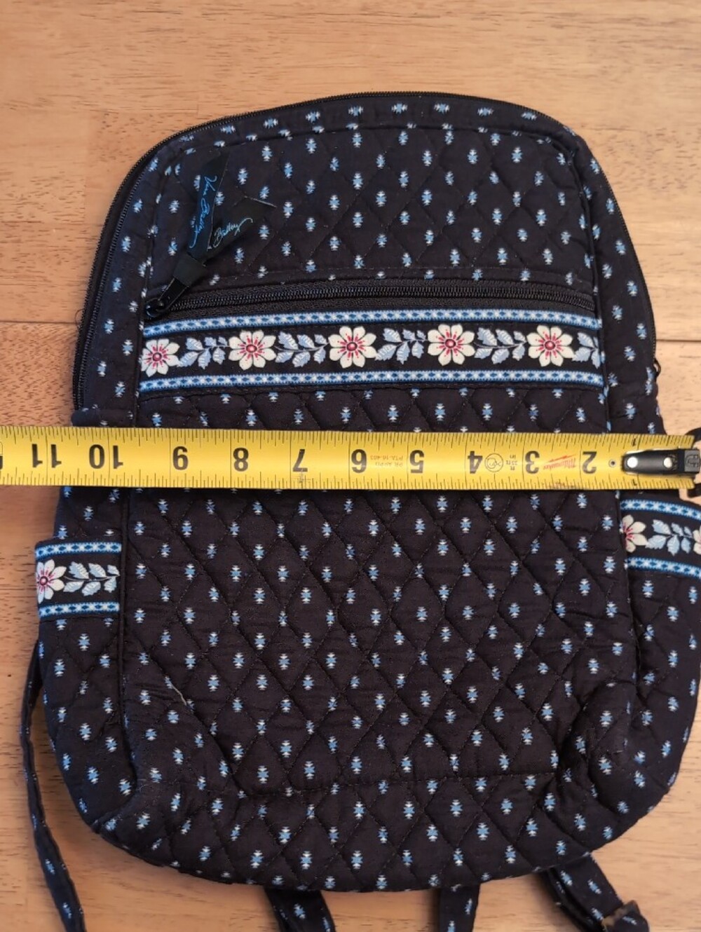 VTG Vera Bradley Quilted Cotton Mini Backpack Windsor Navy Made in USA - Picture 9 of 9